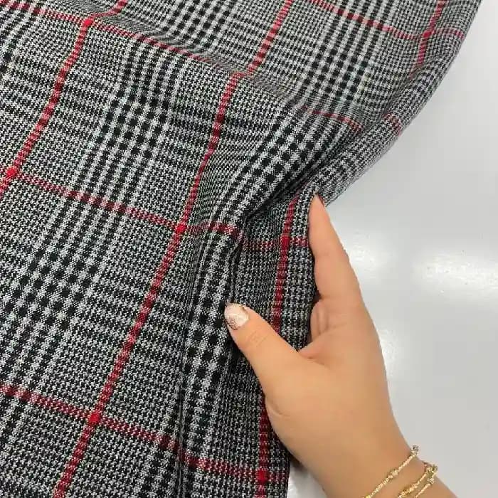 کشمیر سپاهان چهارخونه رنگ طوسی تیره و جیگری — تصویر ۴