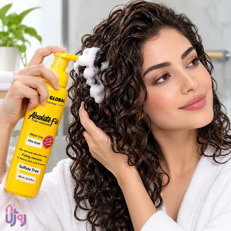 حالت‌دهنده مو نانو گلوبال Nano Global مدل موس مو فیکس ابسلوت Absolute Fix Hair Mousse مخصوص موهای فر و موج‌دار حجم 300 میلی لیتر — تصویر ۷