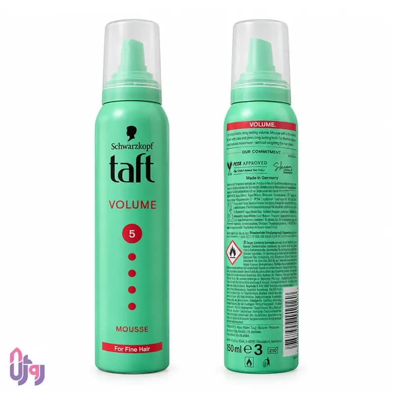 اسپری حالتدهنده مو شوارتسکف تافت Schwarzkopf Taft مدل موس حجمدهنده مو Volume Mousse با قدرت نگهداری 5 Hold Level حجم 150میل — تصویر ۴