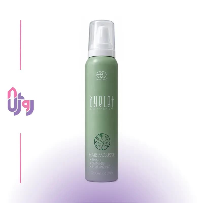 اسپری حالت‌دهنده مو آیلت Ayelet مدل موس حالت‌دهنده و حجم‌دهنده و درخشان کننده Extra Care Hair Mousse حجم 200 میل