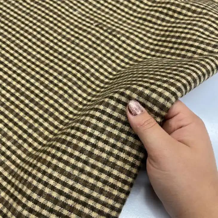 کشمیر سپاهان چهارخونه رنگ کرم قهوه ای — تصویر ۴
