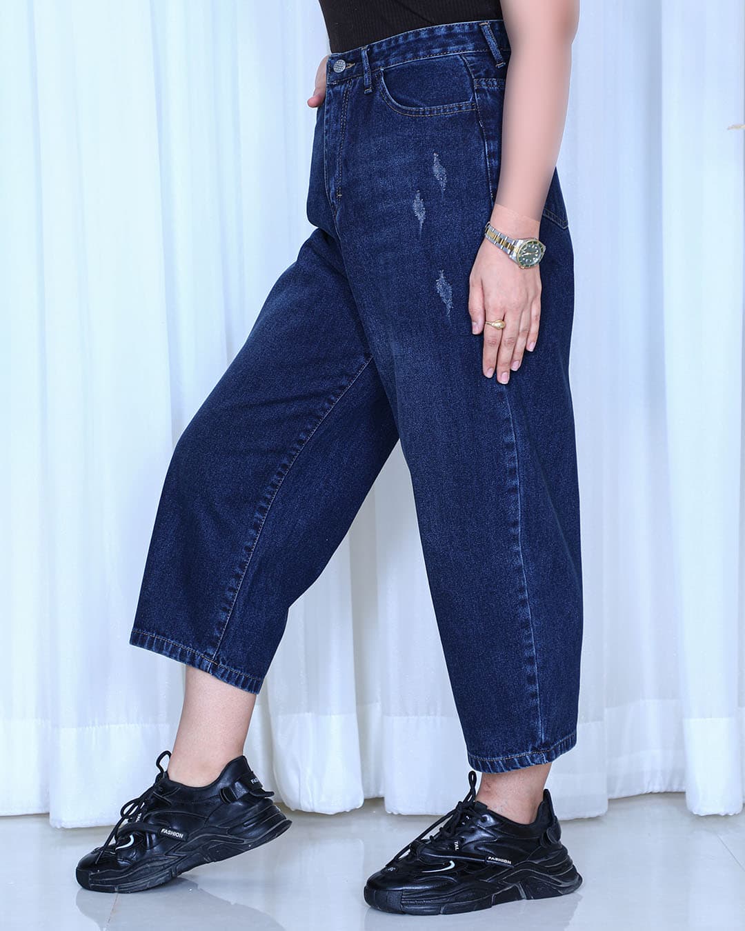 شلوار جین بالنی زنانه سرمه‌ای قد 90 | Balloon Jeans | کد 912100 — تصویر ۲