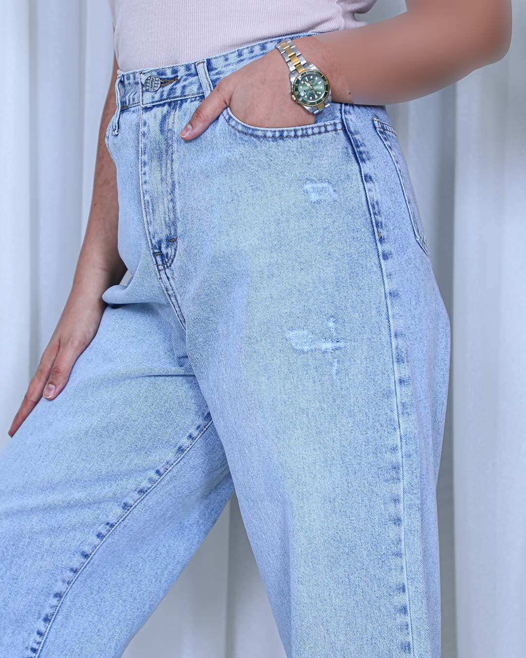 شلوار جین بالنی آبی یخی زنانه سایز 36 تا 44 | Balloon Jeans | کد 911800 — تصویر ۳
