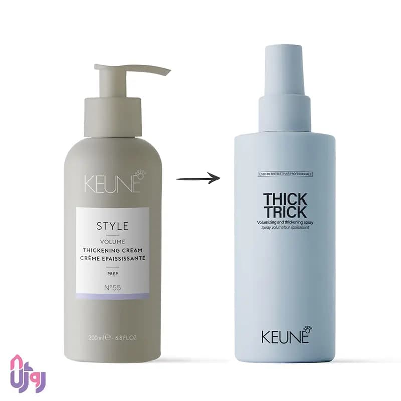 اسپری حجم‌دهنده و ضخیم‌کننده مو کئون KEUNE مدل تیک تریک Thick Trick حجم 200 میلی‌لیتر — تصویر ۳