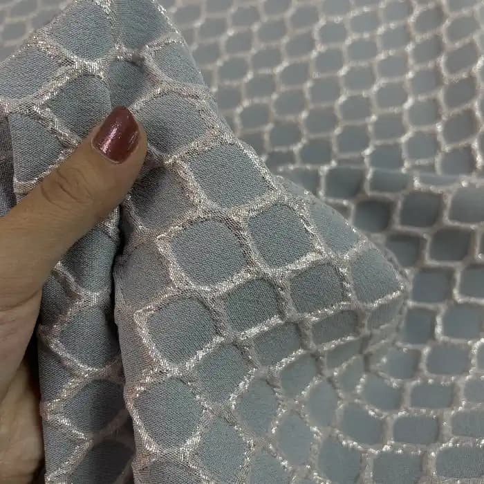 پارچه ژاکارد ترک طرح لونه زنبور رنگ سبز ابی