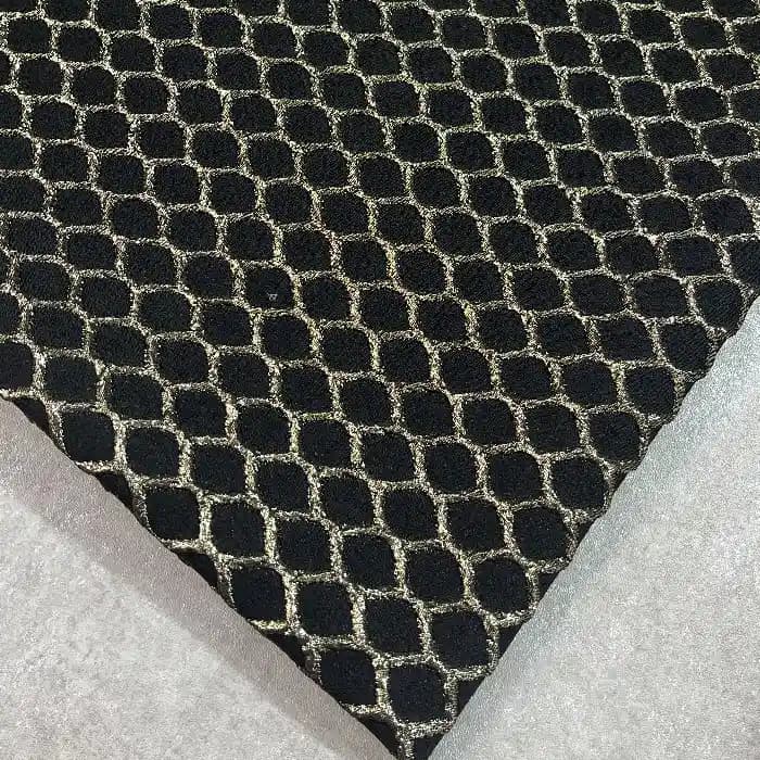 پارچه ژاکارد ترک طرح لونه زنبور رنگ مشکی زاغ
