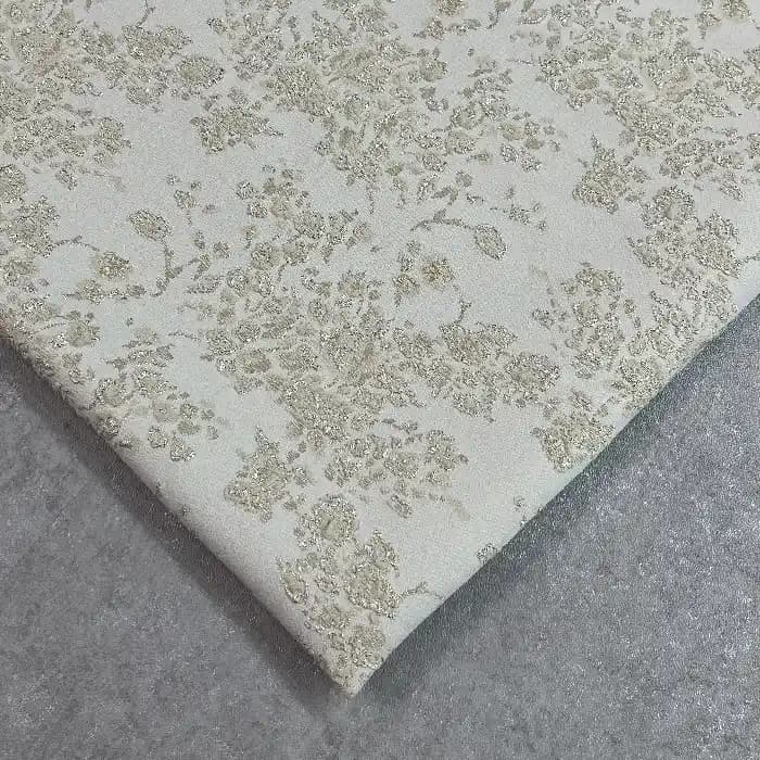 پارچه ژاکارد ترک گلدار رنگ شیری کرم