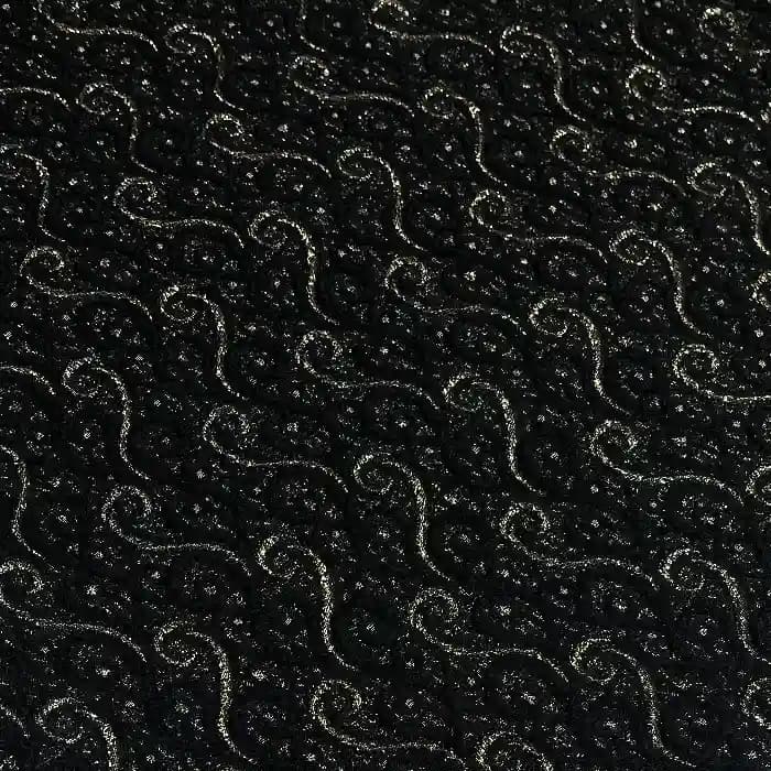 پارچه ژاکارد ترک گلدار رنگ مشکی طلایی — تصویر ۲