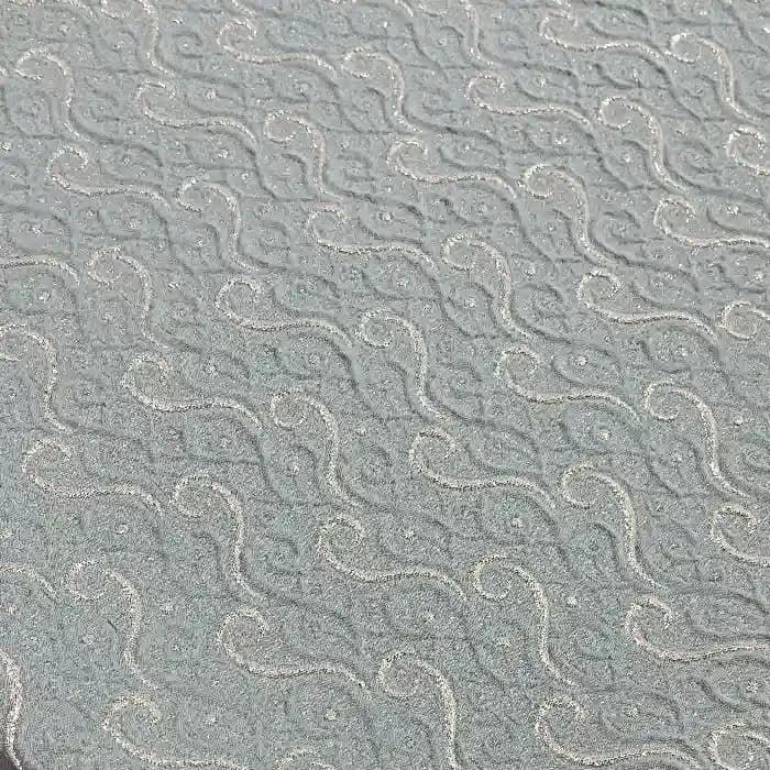 پارچه ژاکارد ترک گلدار رنگ سبز ابی — تصویر ۳