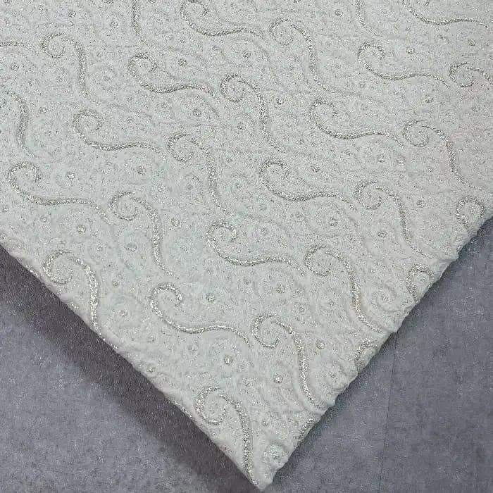 پارچه ژاکارد ترک گلدار رنگ شیری