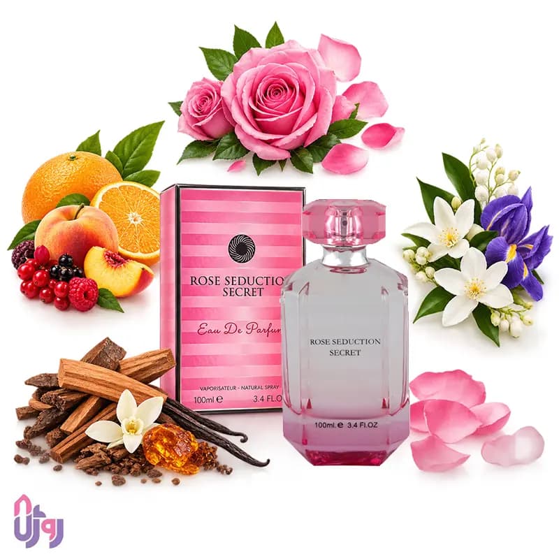 عطر ادوپرفیوم زنانه فراگرنس ورد Fragrance World مدل رز سداکشن سکرت Rose Seduction Secret حجم 100 میلی‌لیتر — تصویر ۸