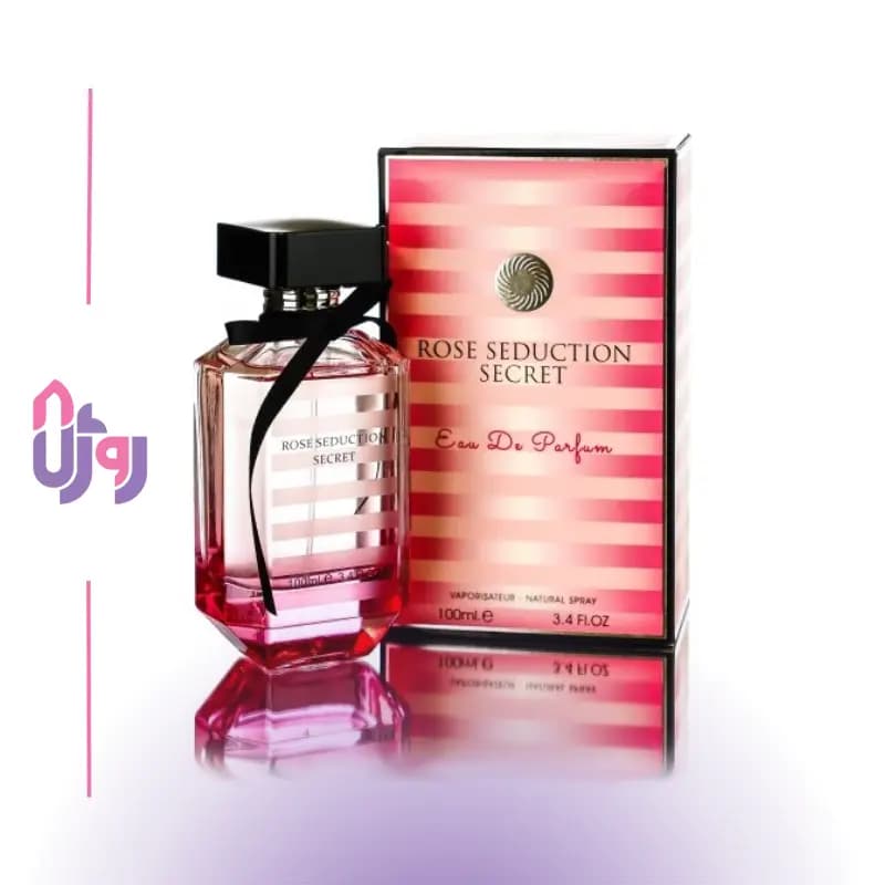 عطر ادوپرفیوم زنانه فراگرنس ورد Fragrance World مدل رز سداکشن سکرت Rose Seduction Secret حجم 100 میلی‌لیتر