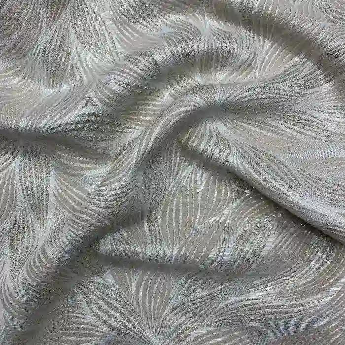 پارچه ژاکارد ترک طرح راه راه رنگ کرم طلایی — تصویر ۲
