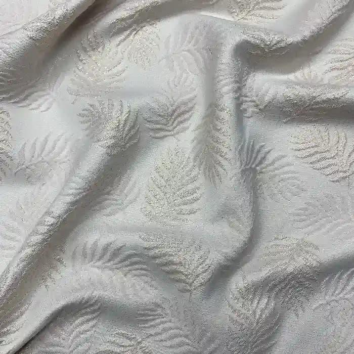 پارچه ژاکارد ترک طرح برگ رنگ صورتی طلایی — تصویر ۴