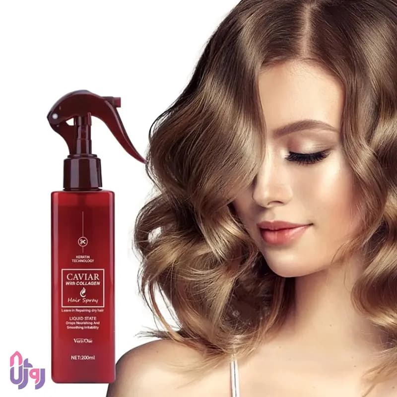 اسپری مو کراتین کویین Keratine Queen مدل خاویار و کلاژن Caviar With Collagen Hair Spray حجم 200ml — تصویر ۸