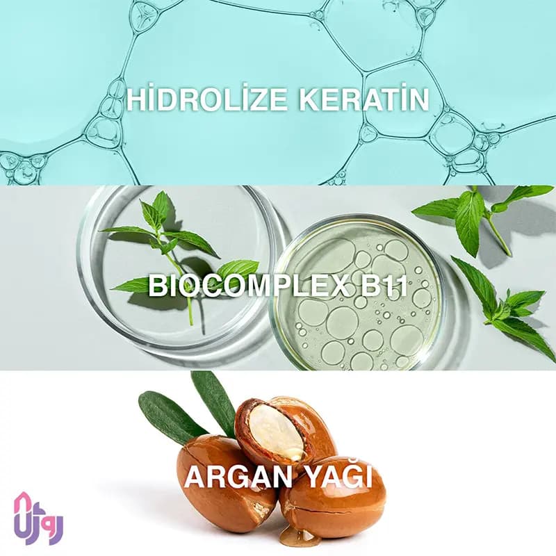اسپری دوفازمو بیوکسین Bioxcin مدل کراتین و آرگان Keratin & Argan Nourishing Liquid Hair Conditioner حجم 150 میلی‌لیتر — تصویر ۶