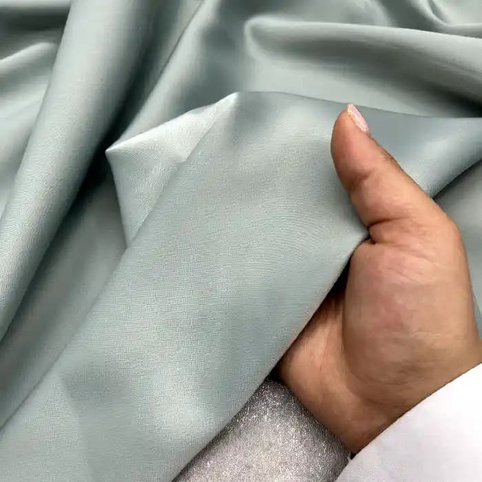 پارچه ساتن زارا رنگ سبز آبی — تصویر ۲