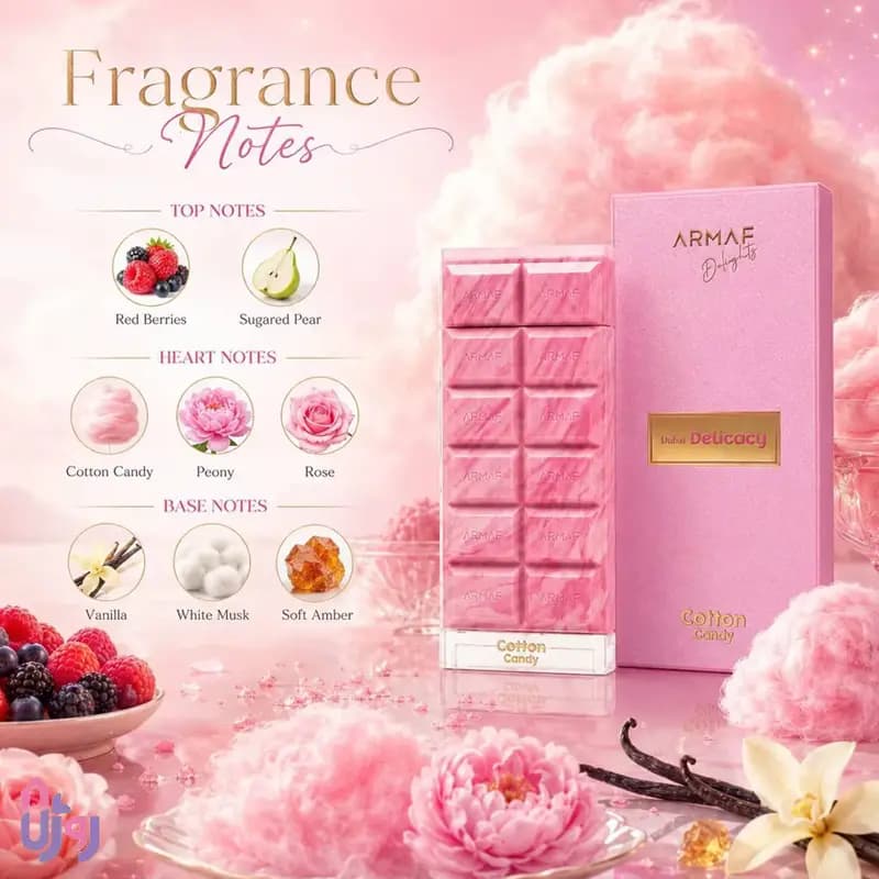 عطر ادکلن زنانه آرماف ARMAF مدل دی لایتس دبی دلیکسی کوتون کندی ARMAF Delights Dubai Delicacy Cotton Candy حجم 70 میلی‌لیتر — تصویر ۸