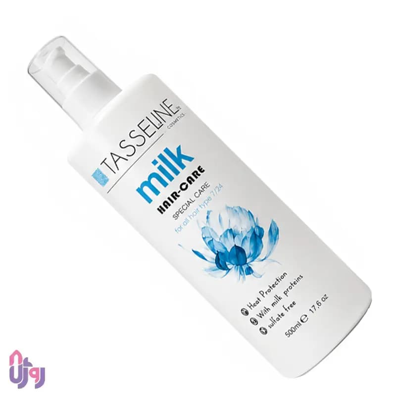 اسپری شیر مو محافظ حرارت تاسلاین TASSELINE مدل Milk Hair-Care Heat Protection حجم 500 میلی‌لیتر — تصویر ۲