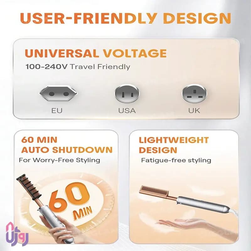 شانه حرارتی صاف کننده مو شیگلم SHEGLAM مدل ضد سوختگی Anti-Burn Hot Comb — تصویر ۵