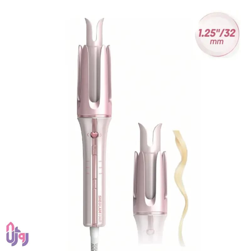 فرکننده مو شیگلم هیر SHEGLAM مدل کرلی اتومات قلبی صورتی Cupid’s Charm One-Touch Instant Curler سایز 32 — تصویر ۳