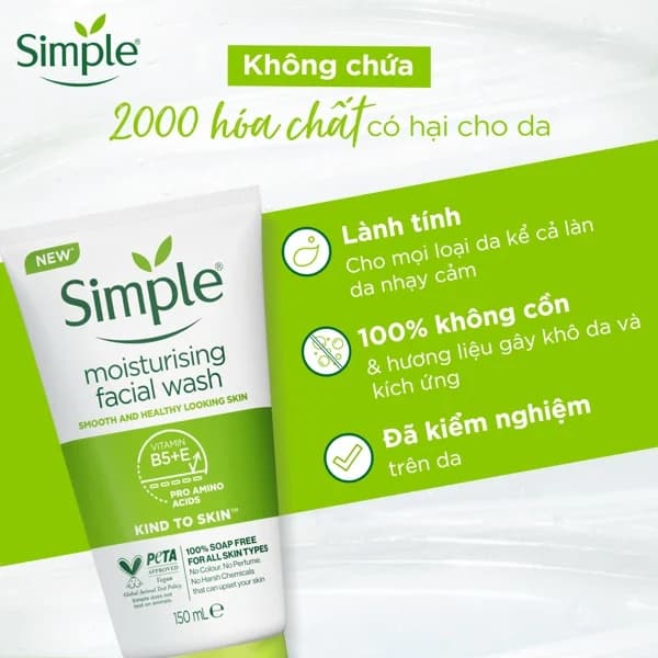 ژل شستشو سیمپل Simple مرطوب کننده مدل Moisturising انواع پوست حساس 150 میل — تصویر ۷