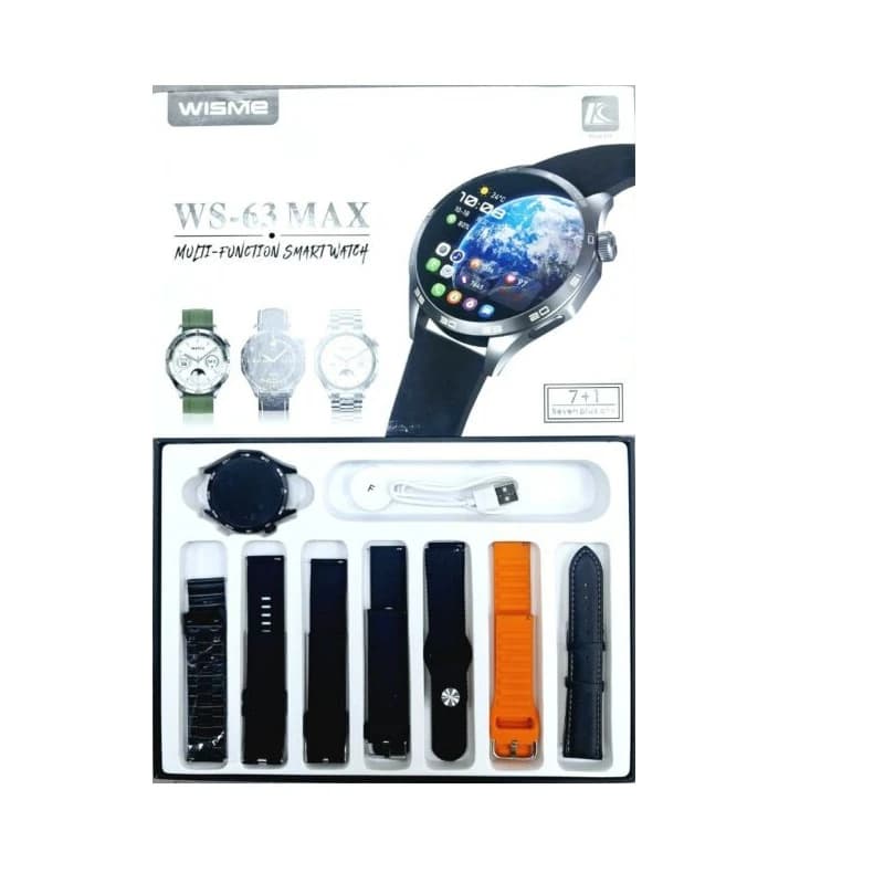 ساعت هوشمند پک ویسمی مدل Wisme WS-63 Max همراه 7 بند متنوع — تصویر ۵
