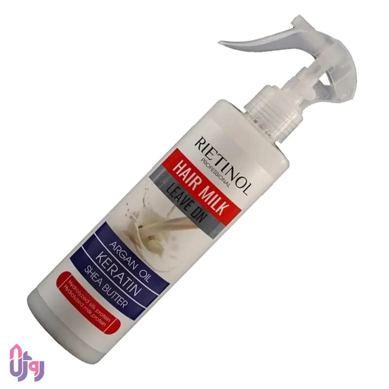 اسپری مو ریتینول RIETINOL مدل شیر مو بدون نیاز به آبکشی Hair Milk Leave On حجم 300 میلی‌لیتر — تصویر ۲