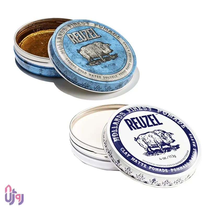 حالت دهنده مو ریزول REUZEL مدل واکس مو آبی قوی Blue Strong Hold Water Soluble Pomade حجم 113gr — تصویر ۴