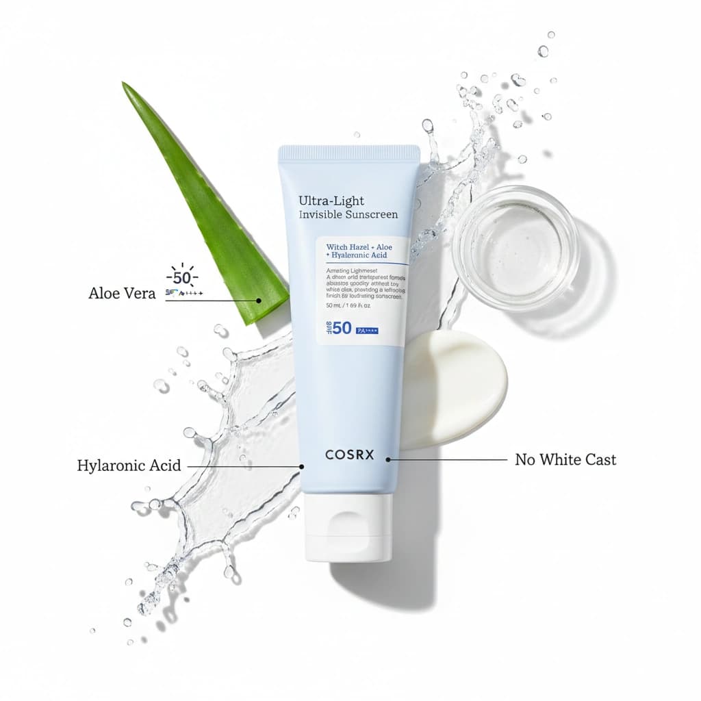 کرم ضد آفتاب بی رنگ و فوق سبک کوزارکس مدل Ultra-Light Invisible | حجم 50 میلی‌لیتر — تصویر ۲