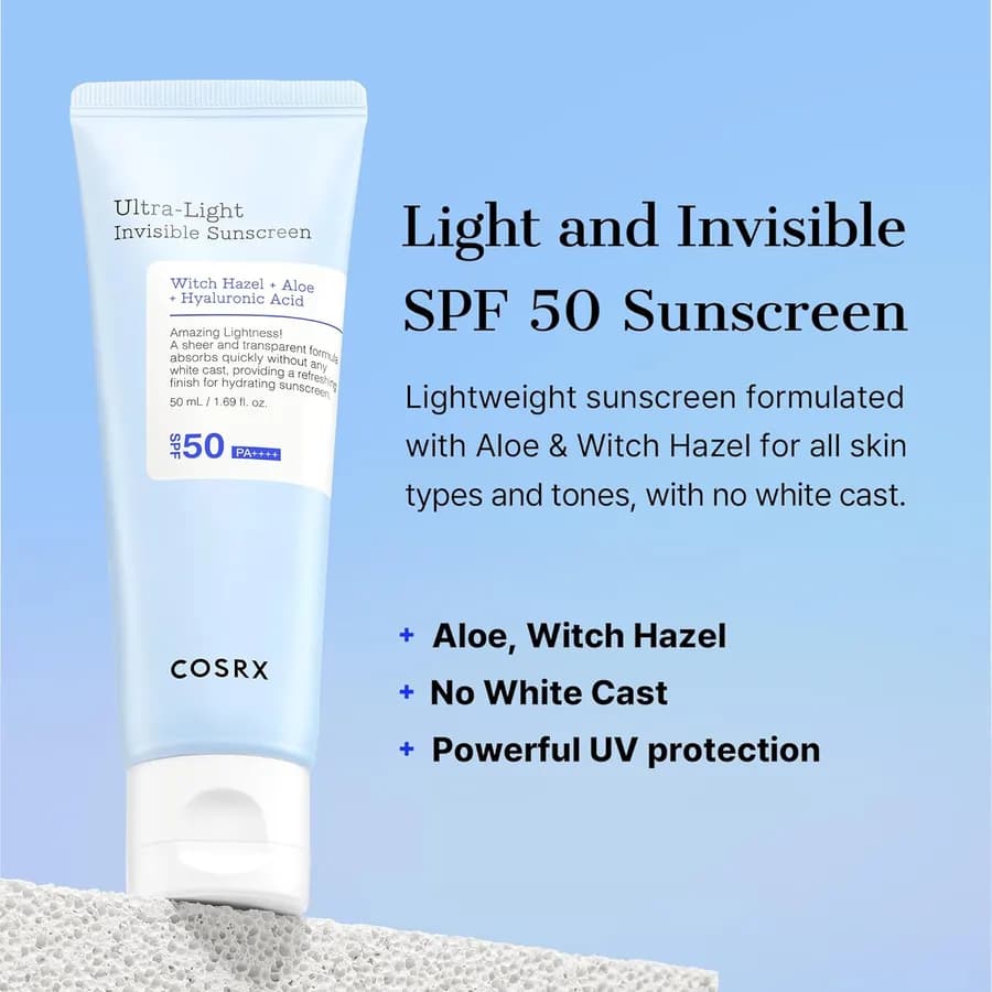 کرم ضد آفتاب بی رنگ و فوق سبک کوزارکس مدل Ultra-Light Invisible | حجم 50 میلی‌لیتر — تصویر ۵