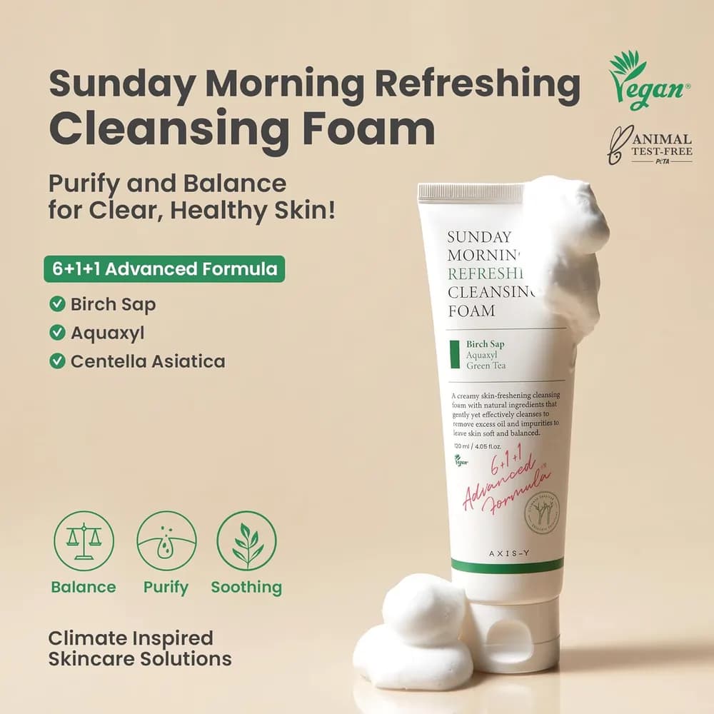 فوم شستشوی صورت اکسیس وای مدل Sunday Morning Refreshing Cleansing Foam | حجم 120 میلیلیتر — تصویر ۳