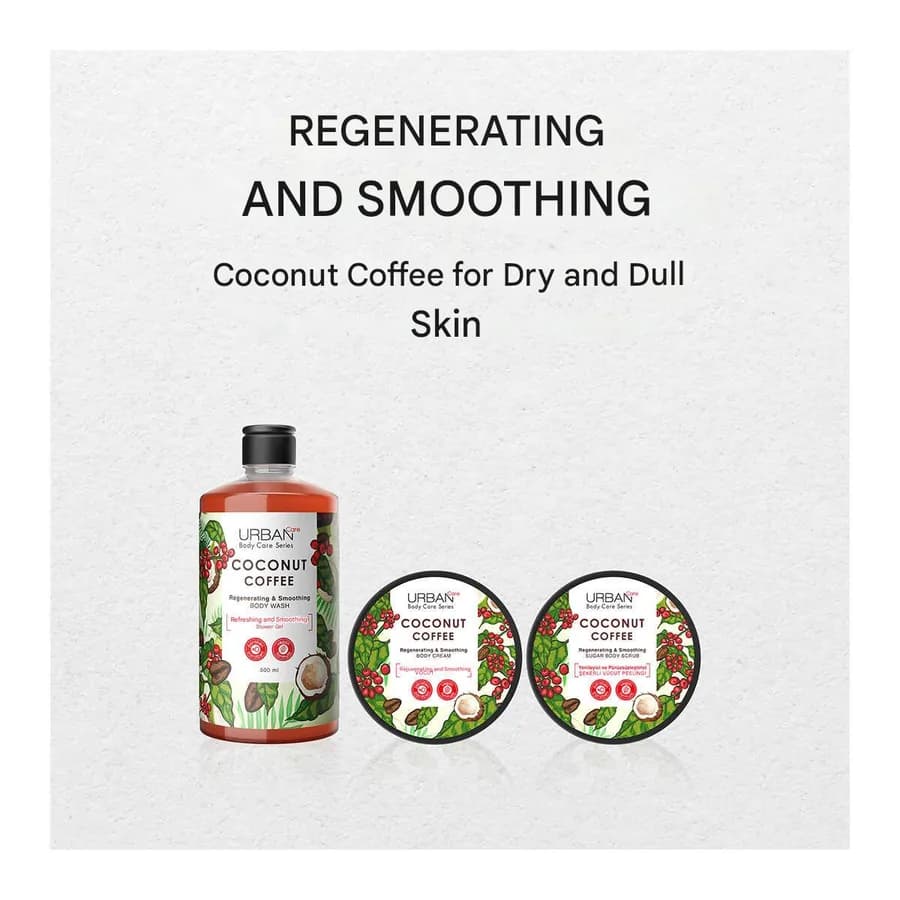 اسکراب بدن نارگیل و قهوه اربن کر مدل Coconut &amp; Coffee – لایه بردار، نرم کننده و آبرسان پوست | حجم 200 میل — تصویر ۴