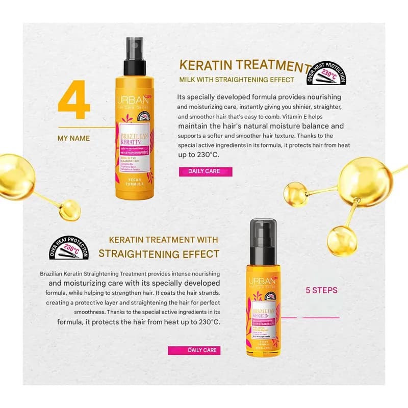 اسپری دوفاز کراتینه برزیلی اربن کر مدل Brazilian Keratin | حجم 200 میل — تصویر ۷