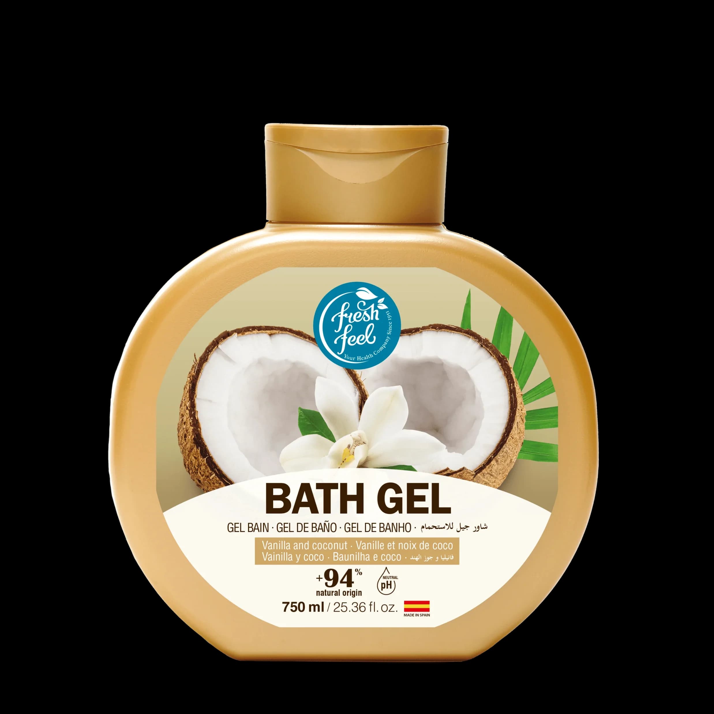 شامپو ژل حمام وانیل و نارگیل فرش فیل مدل Vanilla & Coconut | حجم 750 میل