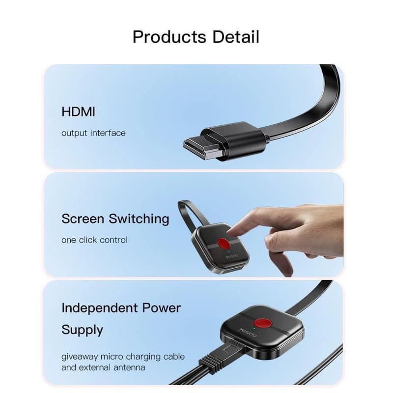 دانگل HDMI انتقال تصوير برند YESIDO مدل TV10 — تصویر ۵