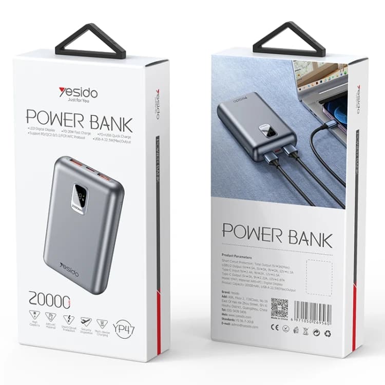 پاوربانک برند YESIDO مدل YP47 ظرفيت 20000 — تصویر ۶