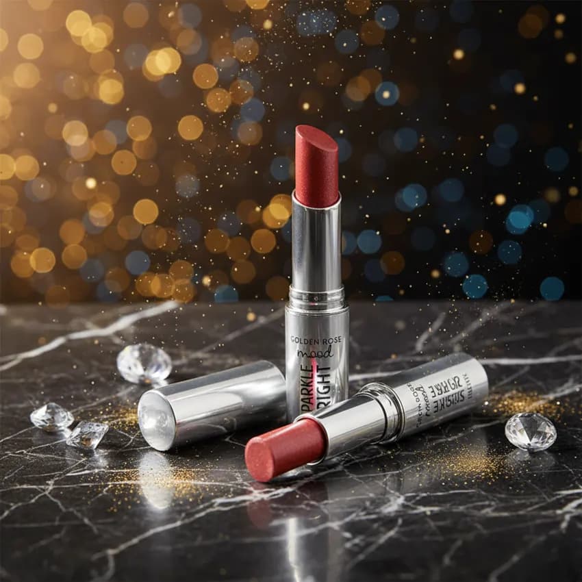 رژ لب جامد اسپارکل برایت گلدن رز مدل Sparkle Bright — تصویر ۷
