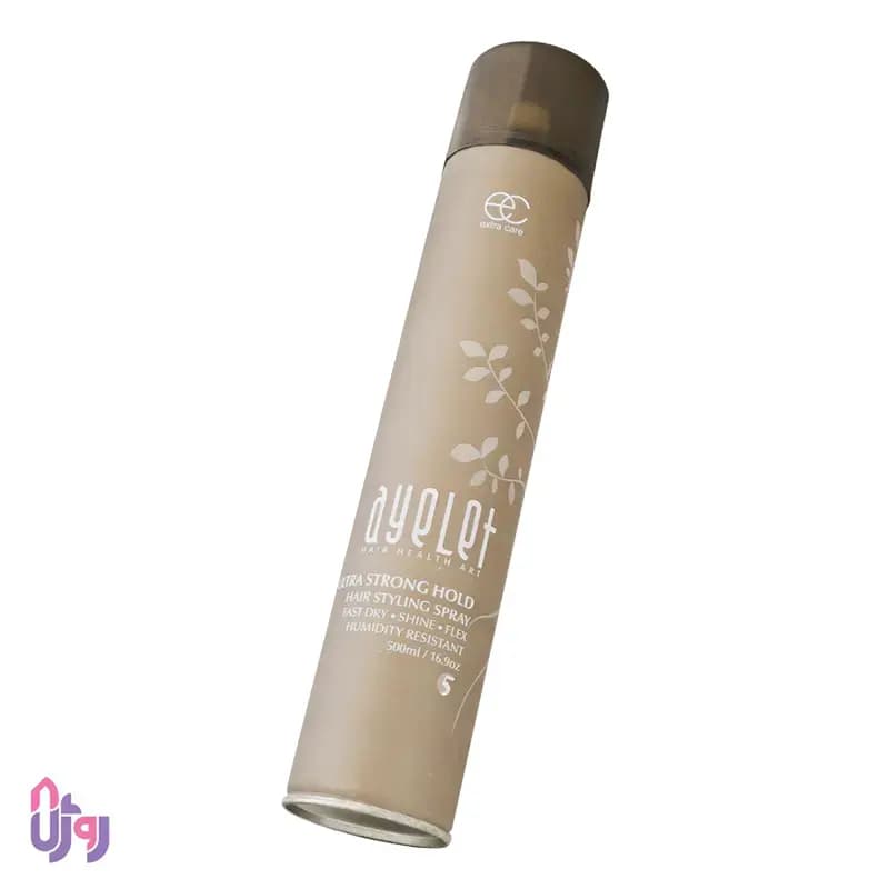 اسپری حالت دهنده و نگهدارنده مو آیلت قهوه ای ayelet مدل Ultra Strong Hold شماره5 حجم 500 میلیلیتر — تصویر ۲