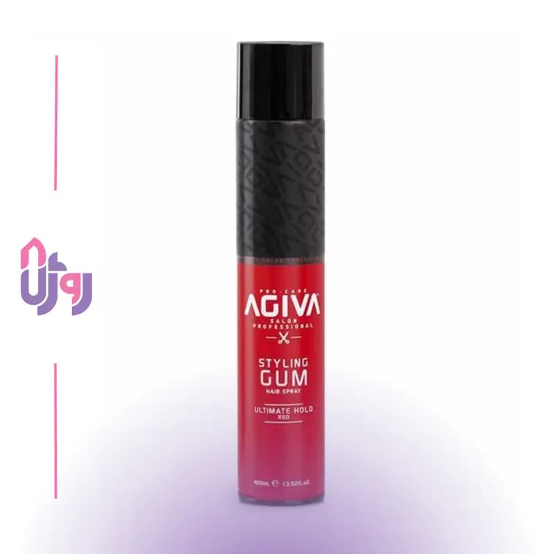 اسپری حالت دهنده و نگهدارنده مو آگیوا AGIVA قرمز مدل STYLING GUM ULTIMATE HOLD حجم 400 میلی لیتر