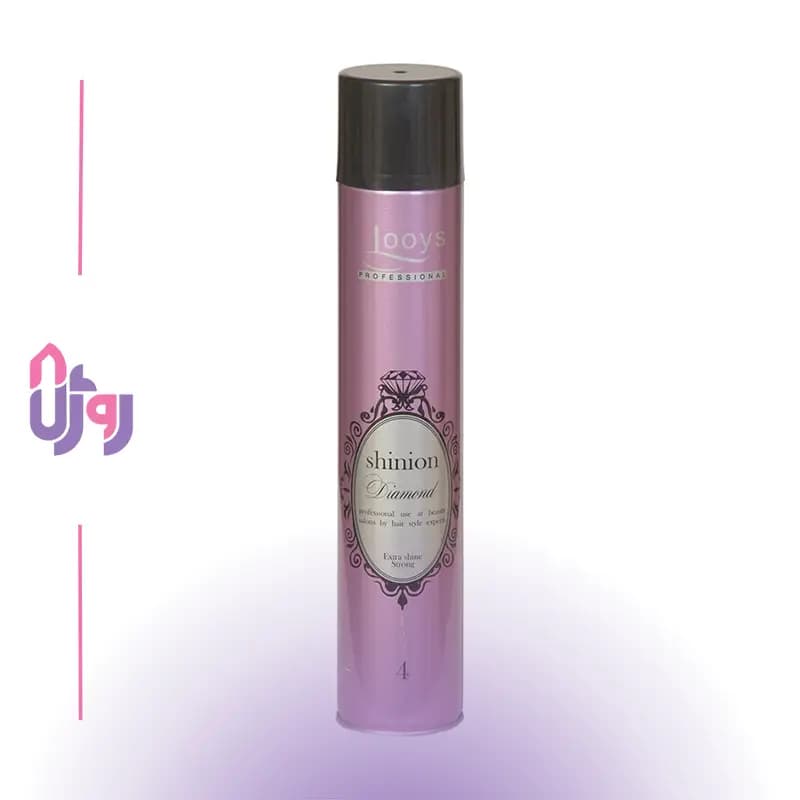 اسپری نگهدارنده حالت مو لویز بنفش مدل شینیون Shinion Diamond Extra Shine Strong حجم 500 میلی لیتر