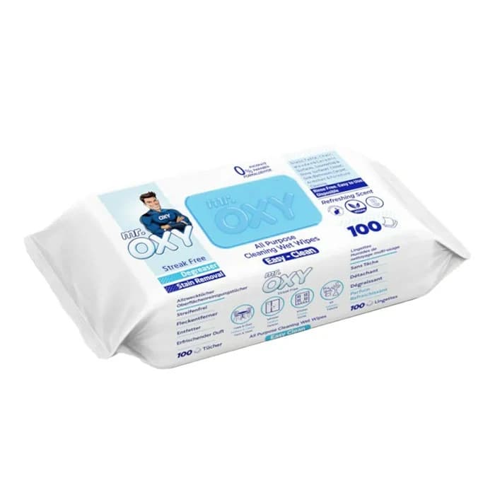 دستمال مرطوب مخصوص سطوح mr.oxy مدل beyaz sabun 100 برگی