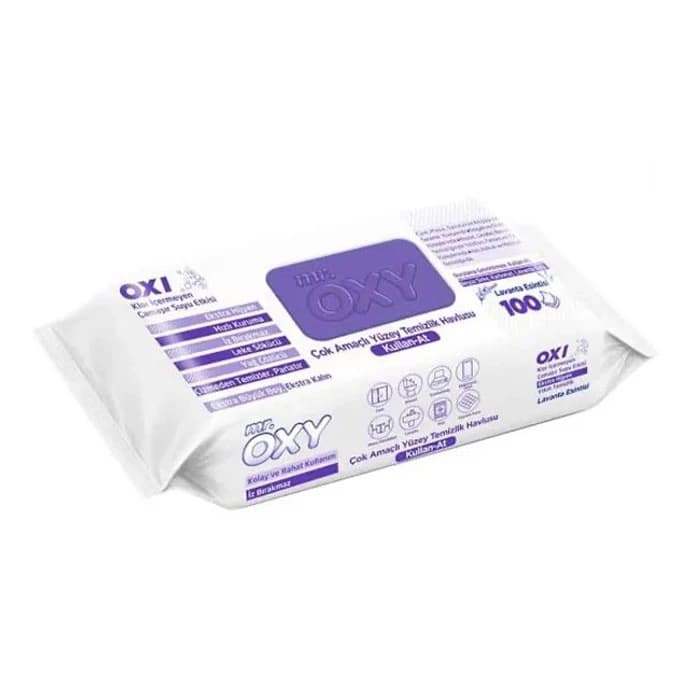 دستمال مرطوب مخصوص سطوح mr.oxy مدل lavanta esintisi 100 برگی