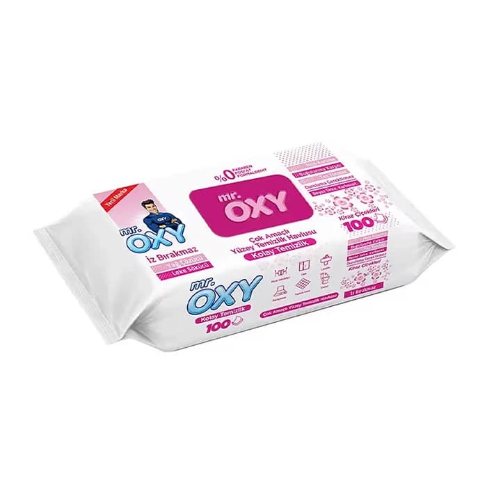 دستمال مرطوب مخصوص سطوح mr.oxy مدل kiraz cicekleri 100 برگی