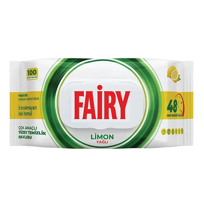 دستمال مرطوب مخصوص سطوح فیری مدل limon به تعداد 100 برگ