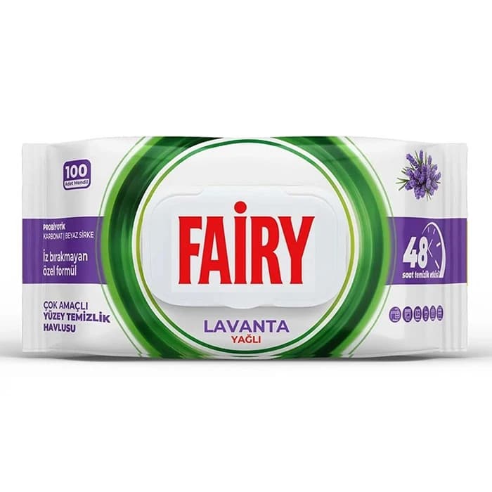دستمال مرطوب مخصوص سطوح فیری مدل lavanta به تعداد 100 برگ