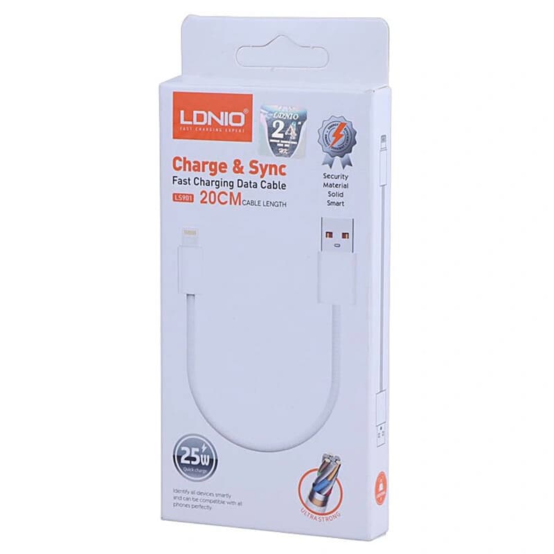 کابل 20 سانتي برند LDNIO لايتنينگ به USB مدل LS901 — تصویر ۴