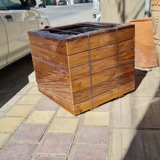 فلاورباکس مربعی بزرگ-با لبه و گلدان پلاستیکی-مدل X70-70