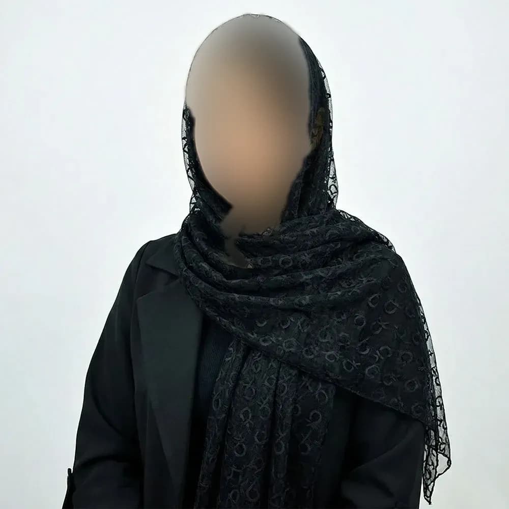 شال گیپور زنانه مشکی کد 10369 ابعاد 67 در 198 سانتیمتر