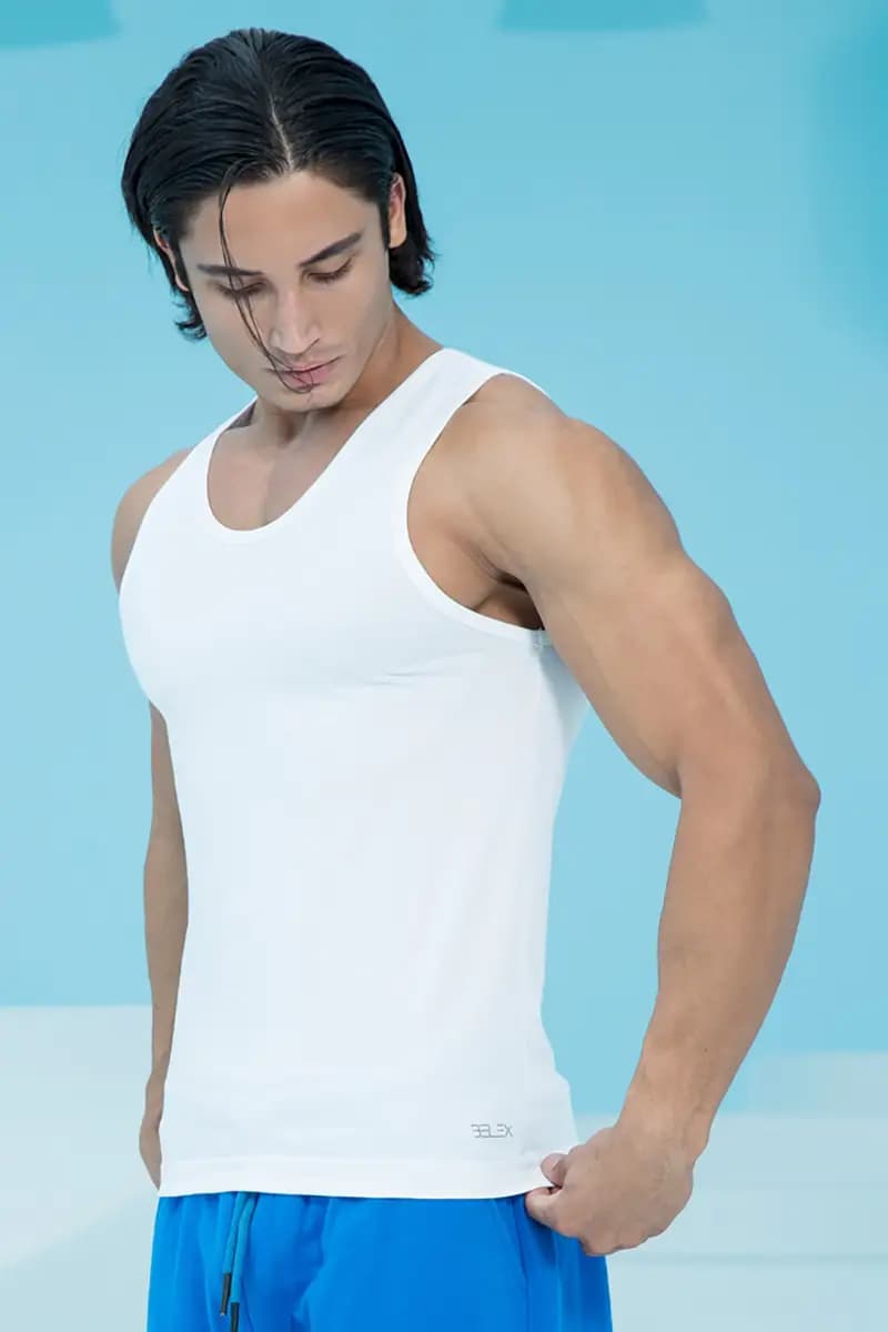 زیرپوش مردانه بلکس مدل رکابی یقه گرد سفید | بلکس